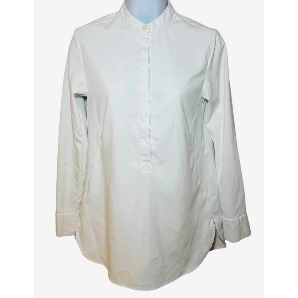 Ministry of Supply White Mandarin Collar Long Sleeve Button Up Shirt Womens XXS